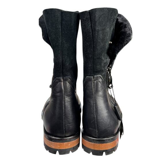 Fabianelli Women’s Black Leather Faux Fur Side Zip Ankle Boot Size 8 - Picture 9 of 13